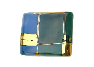 Brooch, square, porcelain