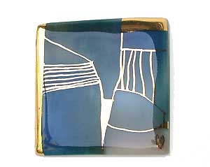 Brooch, square, porcelain